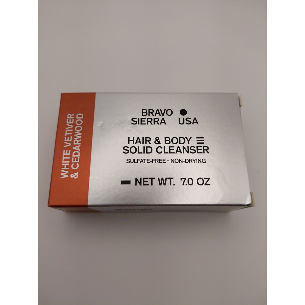 Bravo Sierra USA Hair & Body Solid Cleanser Bar White Vetiver Cedarwood 7oz NEW